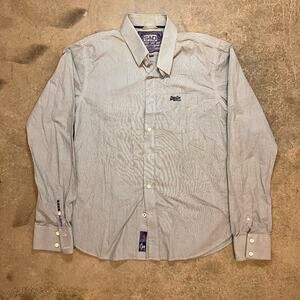 Superdry New York Button Down Shirt Blue Micro Stripes Mens XXL VGC